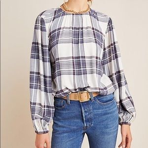 NWT Anthro Cloth and Stone Glacier Plaid Blouse